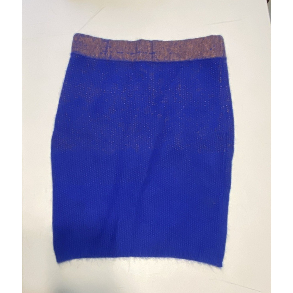 Eleven Paris Skirt Womens Size 4 Blue Angora Pull On Stretch Pencil Bodycon - Picture 8 of 8
